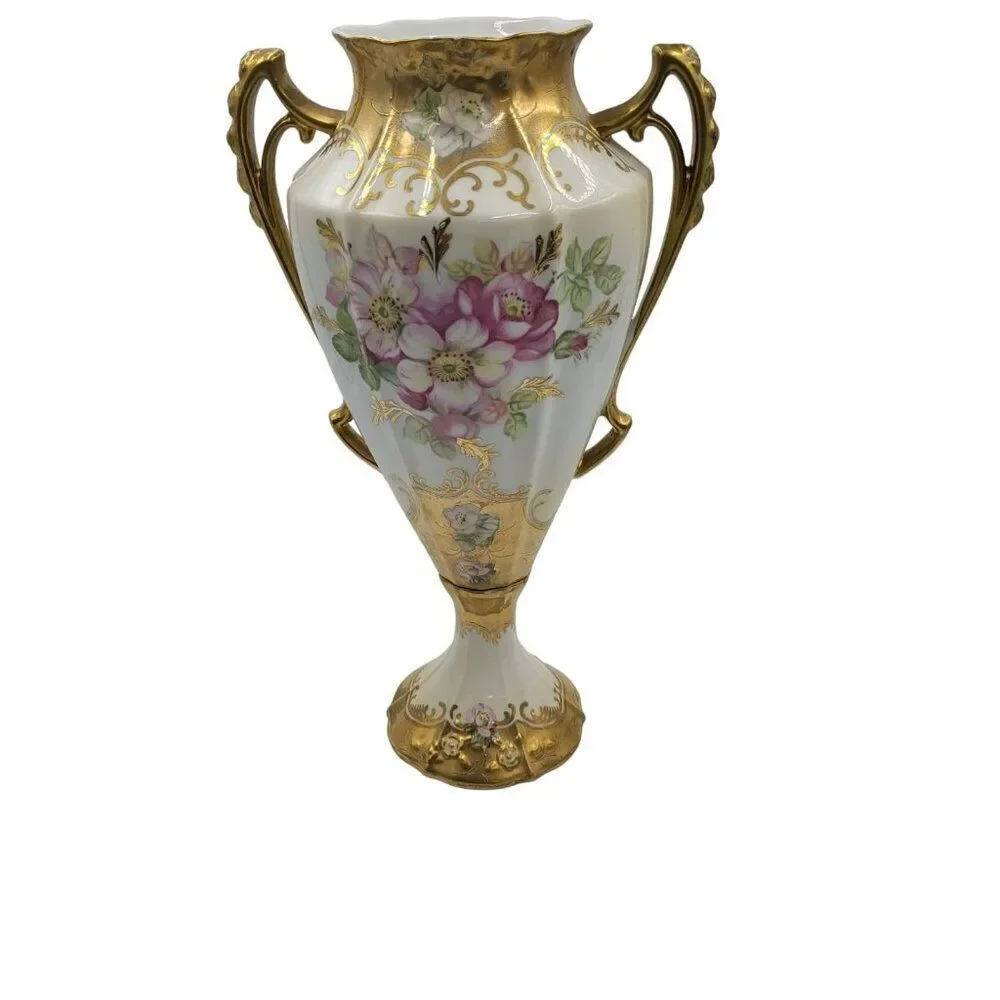Antique China Vase Hand Painted Large Royal Crown Porcelain Urn No Lid